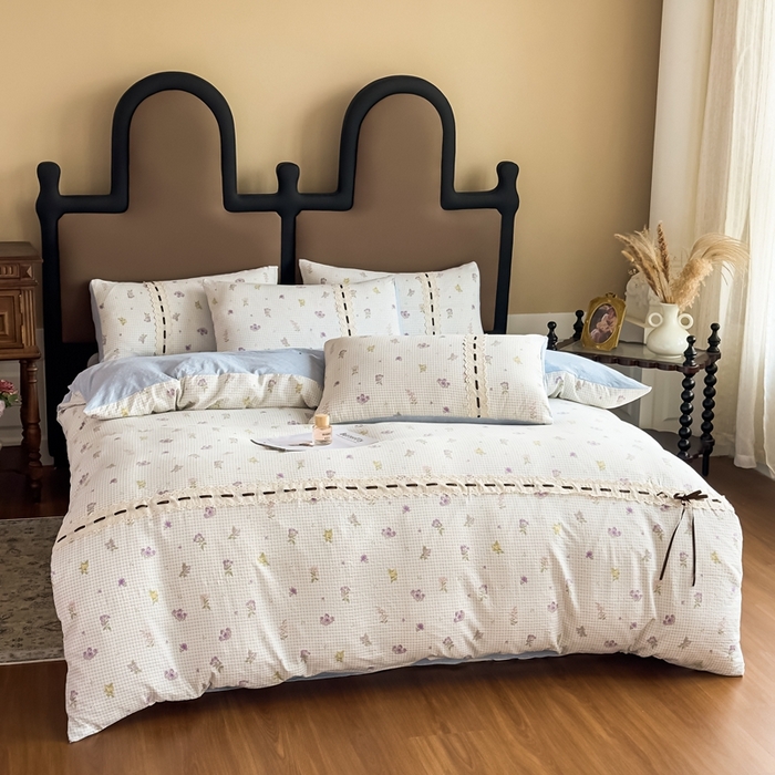 91家纺网 家纺一手货源 找家纺 可思家纺2025新款云感木棉皱皱纱四件套 少女日记