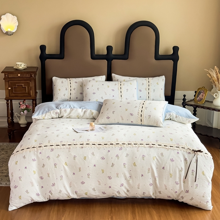 可思家纺2025新款云感木棉皱皱纱四件套 少女日记