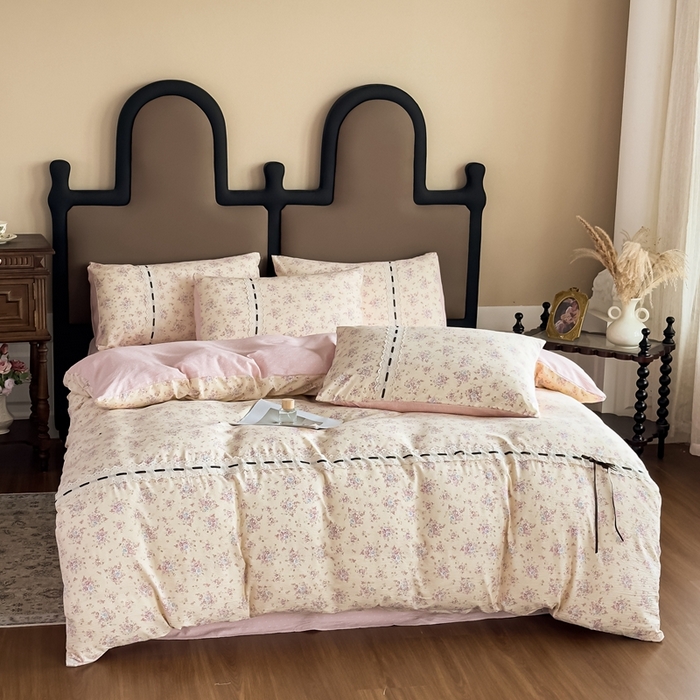 91家纺网 家纺一手货源 找家纺 可思家纺2025新款云感木棉皱皱纱四件套 时光漫境