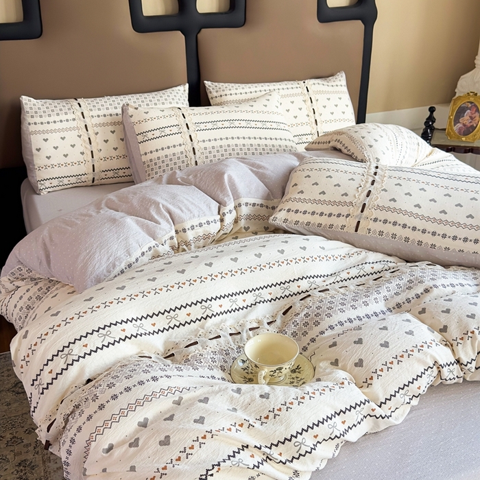 91家纺网 家纺一手货源 找家纺 可思家纺2025新款云感木棉皱皱纱四件套 拾光悠悠