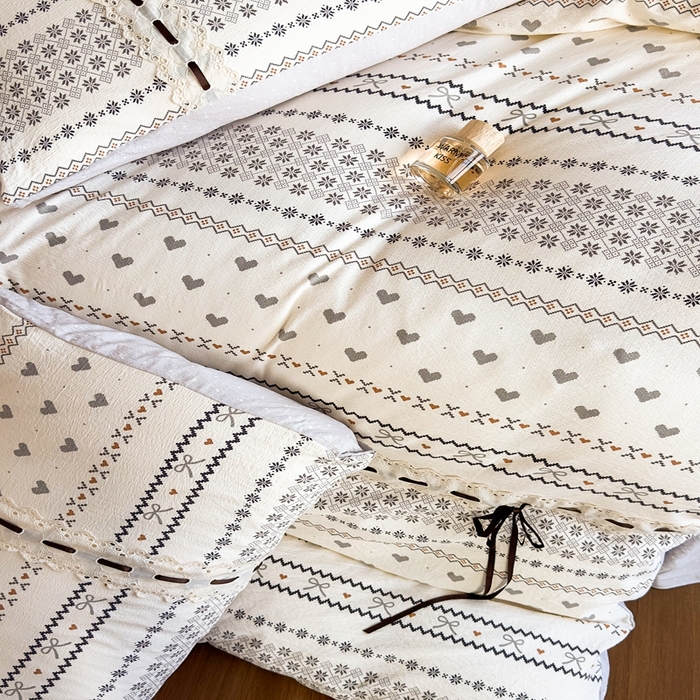 91家纺网 家纺一手货源 找家纺 可思家纺2025新款云感木棉皱皱纱四件套 拾光悠悠