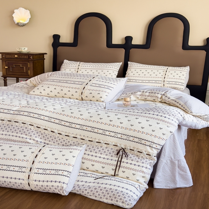 91家纺网 家纺一手货源 找家纺 可思家纺2025新款云感木棉皱皱纱四件套 拾光悠悠