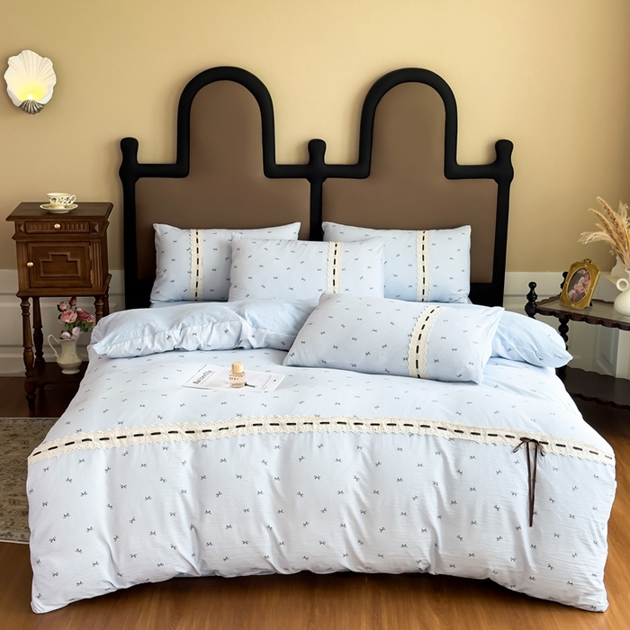 可思家纺2025新款云感木棉皱皱纱四件套 甜茶