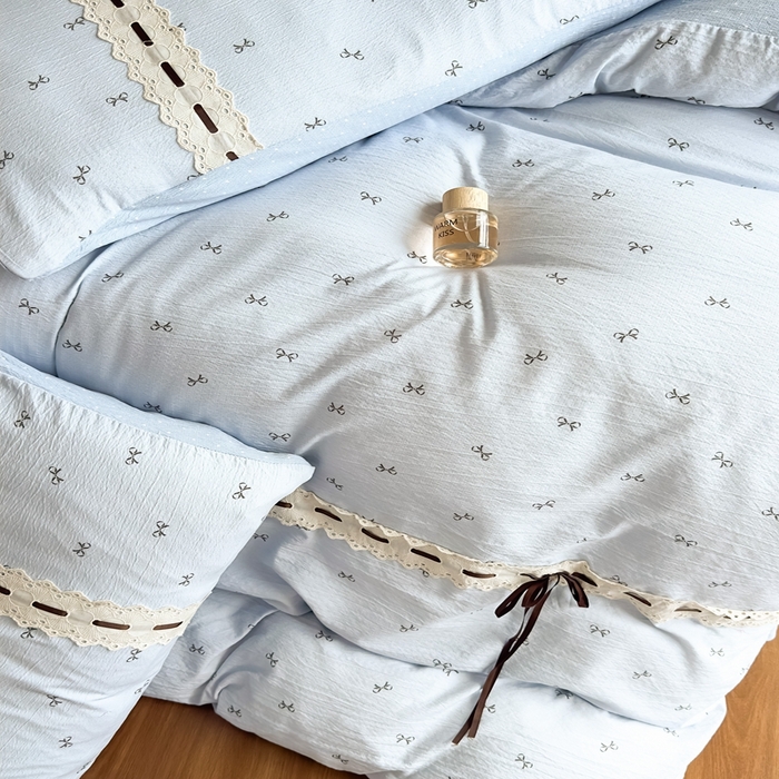 91家纺网 家纺一手货源 找家纺 可思家纺2025新款云感木棉皱皱纱四件套 甜茶