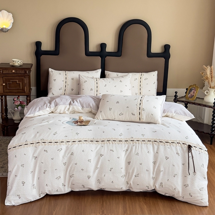 可思家纺2025新款云感木棉皱皱纱四件套 小花集