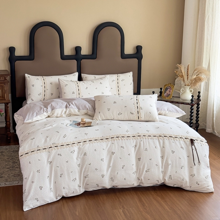 91家纺网 家纺一手货源 找家纺 可思家纺2025新款云感木棉皱皱纱四件套 小花集