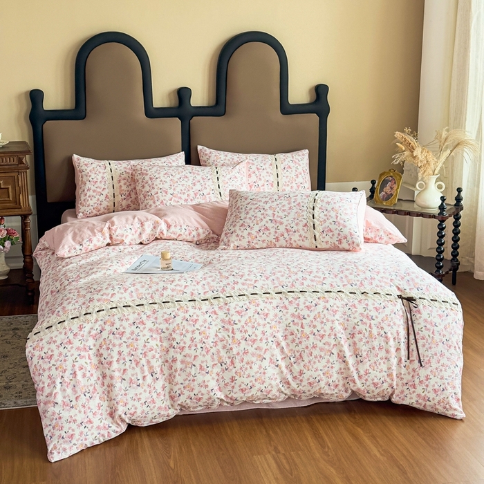 91家纺网 家纺一手货源 找家纺 可思家纺2025新款云感木棉皱皱纱四件套 小美好