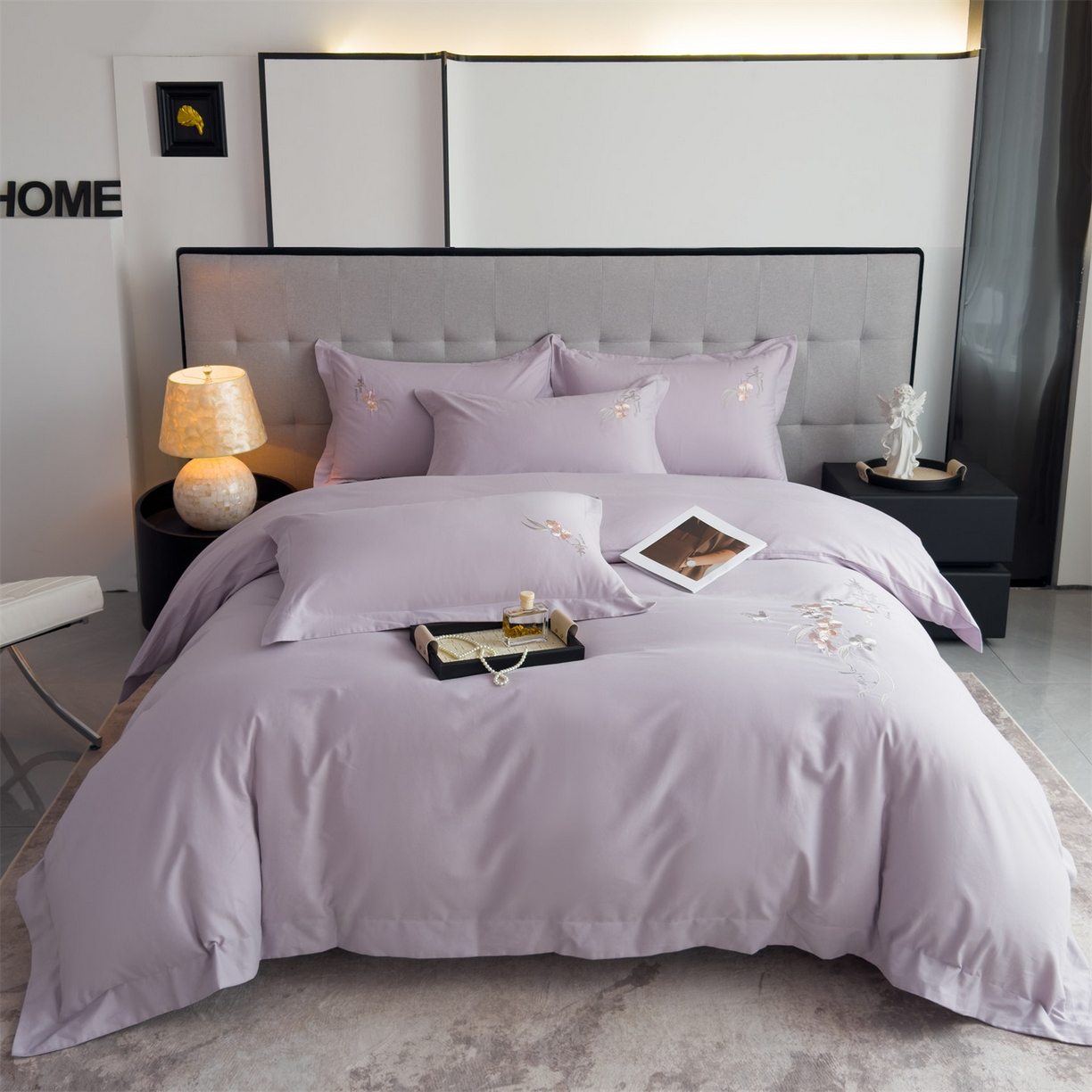 91家纺网 家纺一手货源 找家纺 （总）曼秀琳家纺 2025秋冬新款超柔60s贡缎磨毛刺绣款套件四件套