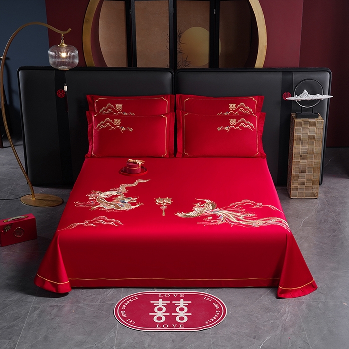 91家纺网 家纺一手货源 找家纺 （总）千禧家纺 2025新款长绒棉绣花婚庆三件套