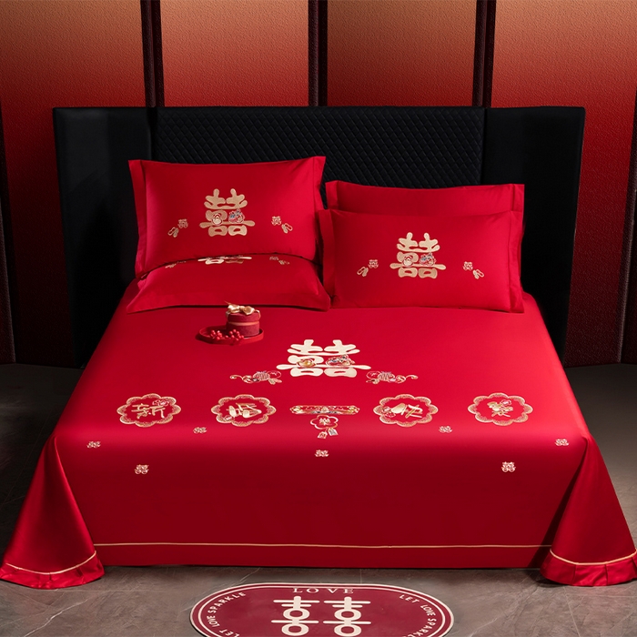 91家纺网 家纺一手货源 找家纺 （总）千禧家纺 2025新款长绒棉绣花婚庆三件套