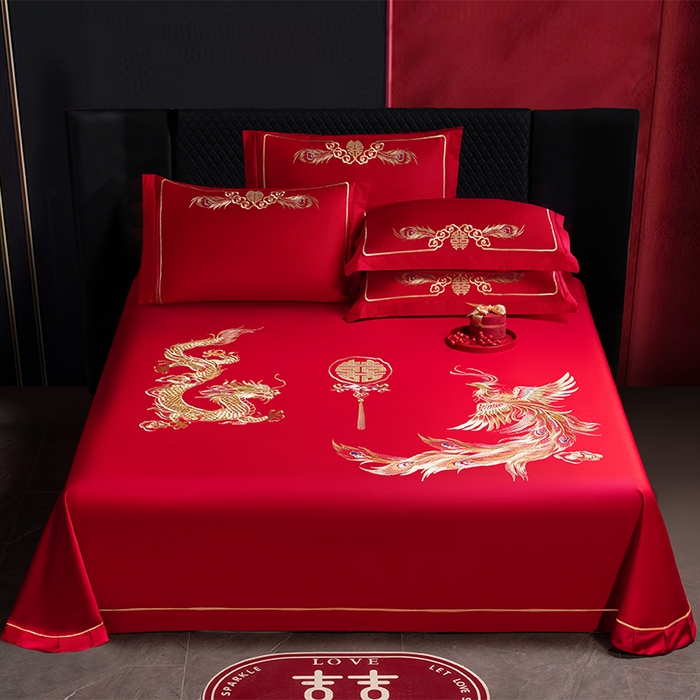 91家纺网 家纺一手货源 找家纺 （总）千禧家纺 2025新款长绒棉绣花婚庆三件套