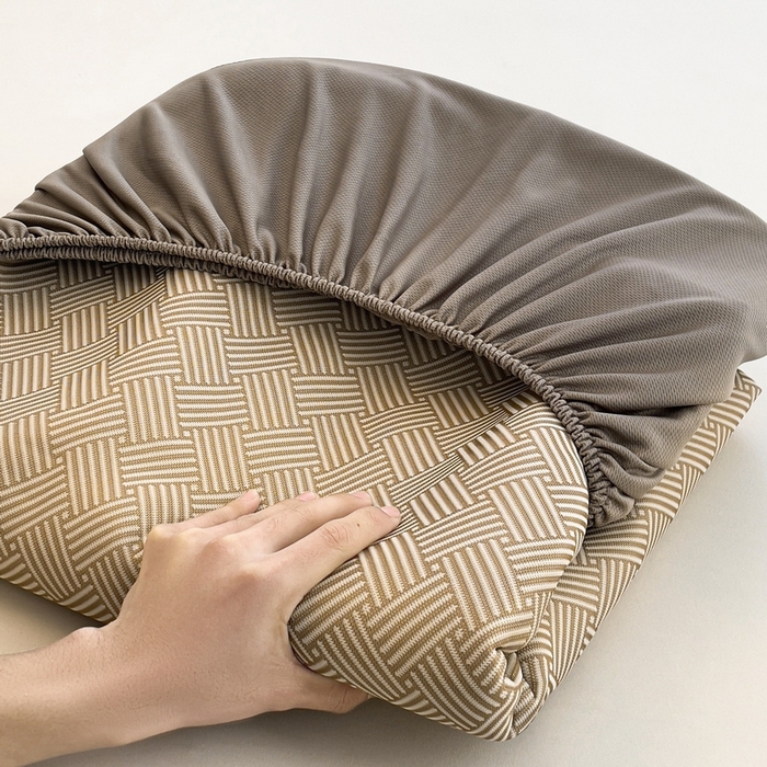 91家纺网 家纺一手货源 找家纺 小叮当家纺仓储工厂店 2025新款凉感三明治冰丝席凉席-芳华系列-床笠款-版本二 芳华床笠-方格纹（咖）