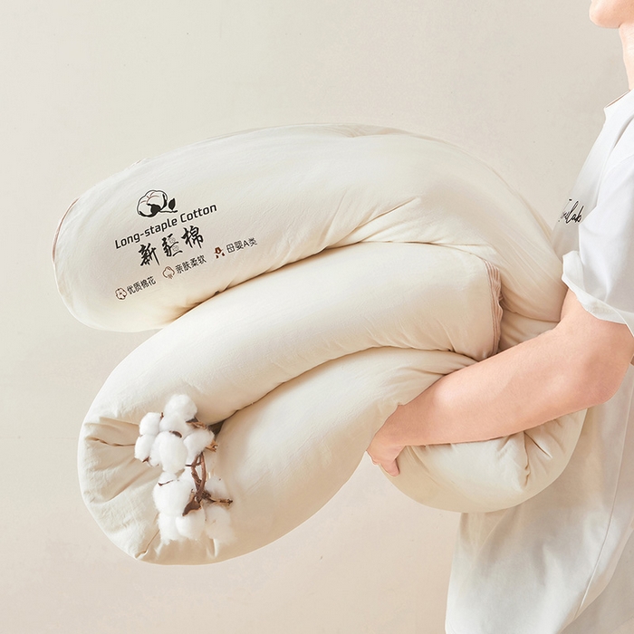 91家纺网 家纺一手货源 找家纺 鸣创2025新款100%新疆棉花被无印风长绒棉冬被被子立体被芯春秋被直播(提供质检报告买家秀)