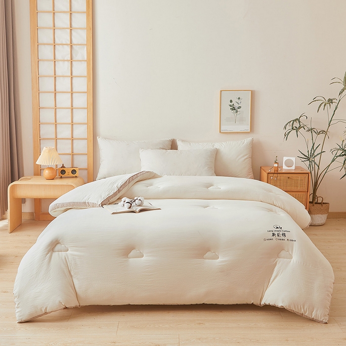 91家纺网 家纺一手货源 找家纺 鸣创2025新款100%新疆棉花被无印风长绒棉冬被被子立体被芯春秋被直播(提供质检报告买家秀)