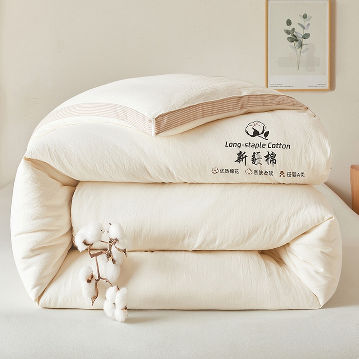 91家纺网 家纺一手货源 找家纺 鸣创2025新款100%新疆棉花被无印风长绒棉冬被被子立体被芯春秋被直播(提供质检报告买家秀)