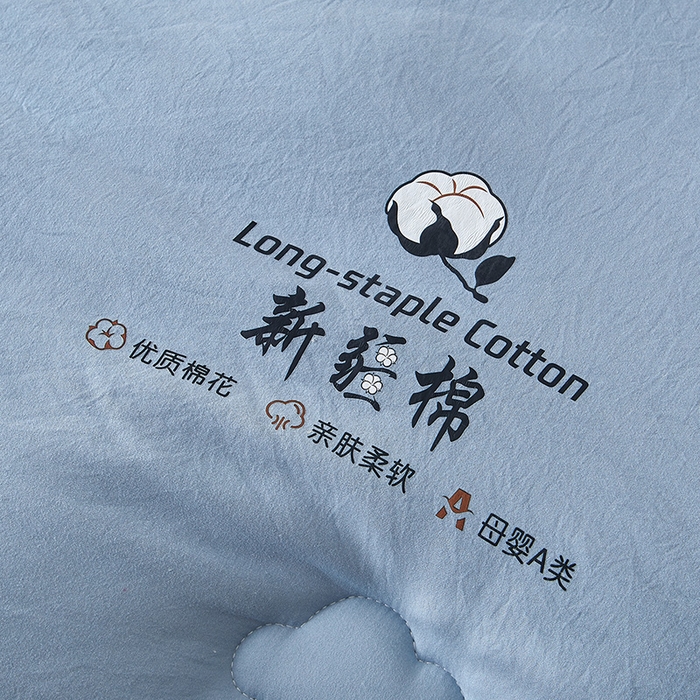 91家纺网 家纺一手货源 找家纺 鸣创 2025新款100%新疆棉花被无印风冬被被芯立体被子春秋被直播 新疆棉-蓝色