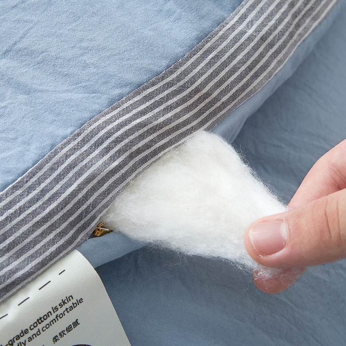 91家纺网 家纺一手货源 找家纺 鸣创 2025新款100%新疆棉花被无印风冬被被芯立体被子春秋被直播 新疆棉-蓝色