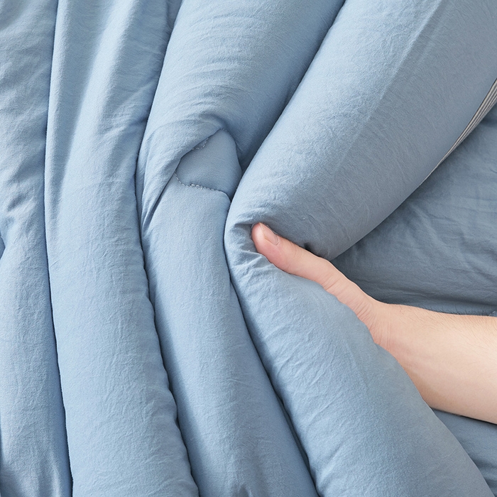 91家纺网 家纺一手货源 找家纺 鸣创 2025新款100%新疆棉花被无印风冬被被芯立体被子春秋被直播 新疆棉-蓝色