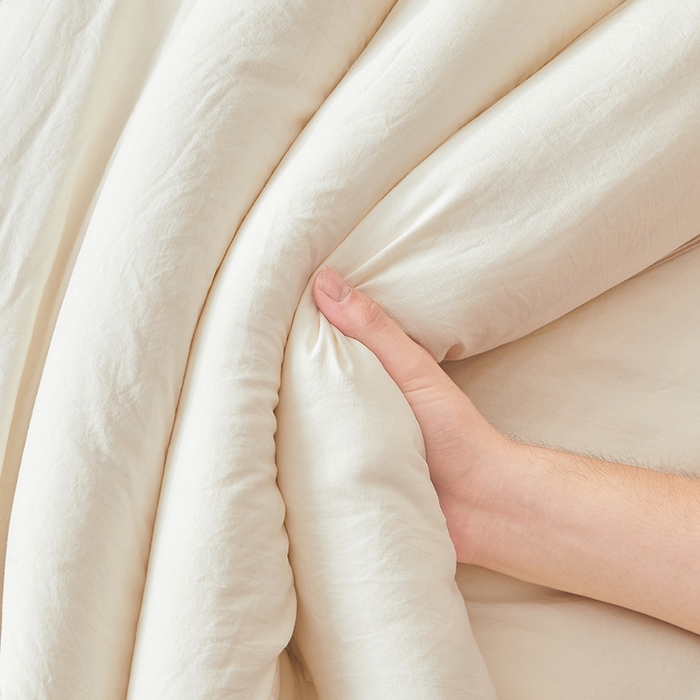 91家纺网 家纺一手货源 找家纺 鸣创 2025新款100%新疆棉花被无印风冬被被芯立体被子春秋被直播 新疆棉-米白