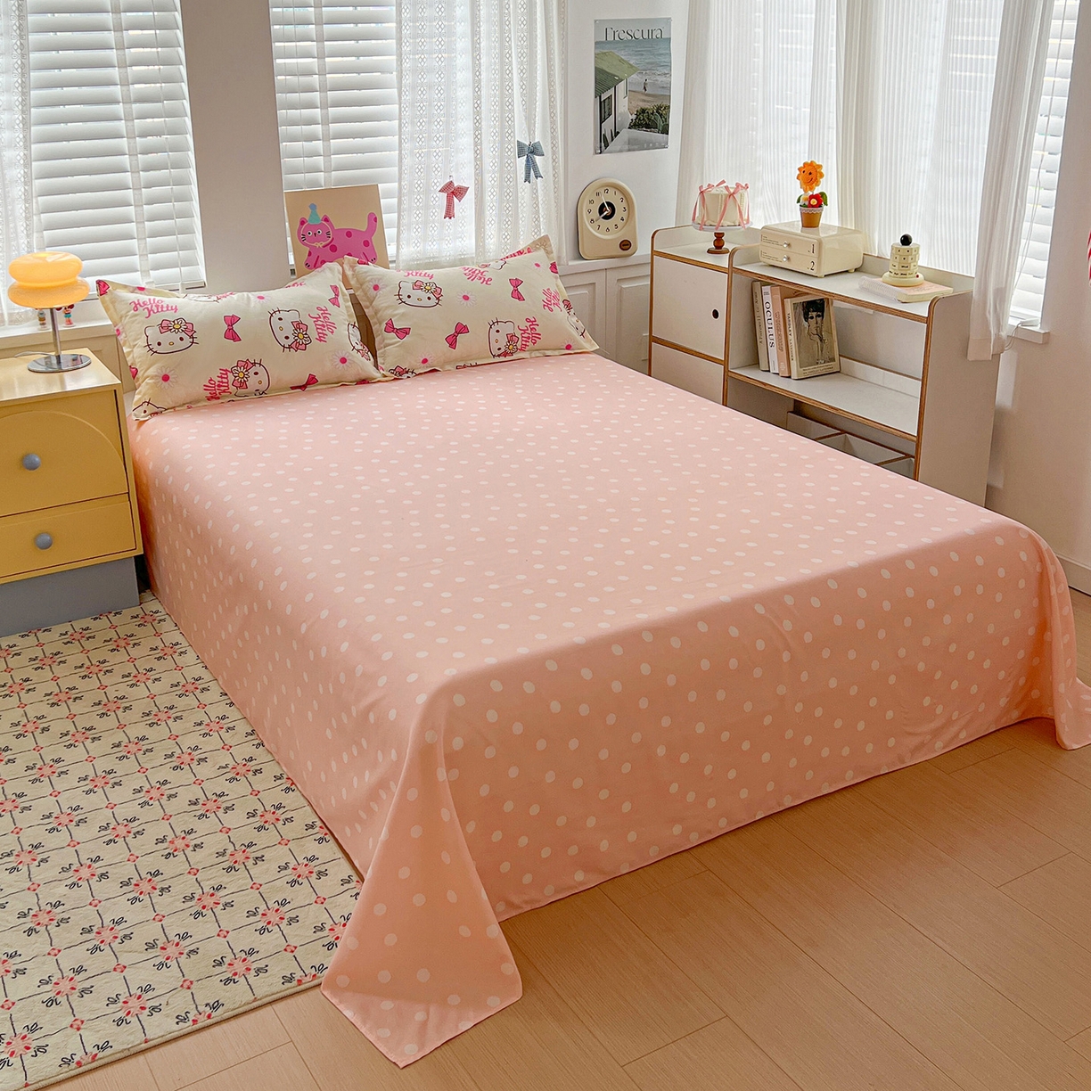 91家纺网 家纺一手货源 找家纺 布可家纺 2025新款水洗磨毛印花四件套 雏菊KT