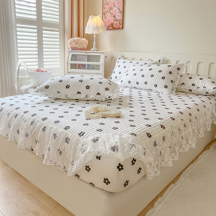 91家纺网 家纺一手货源 找家纺 麒豆豆 2025新款泡泡棉印花床笠 花儿朵朵