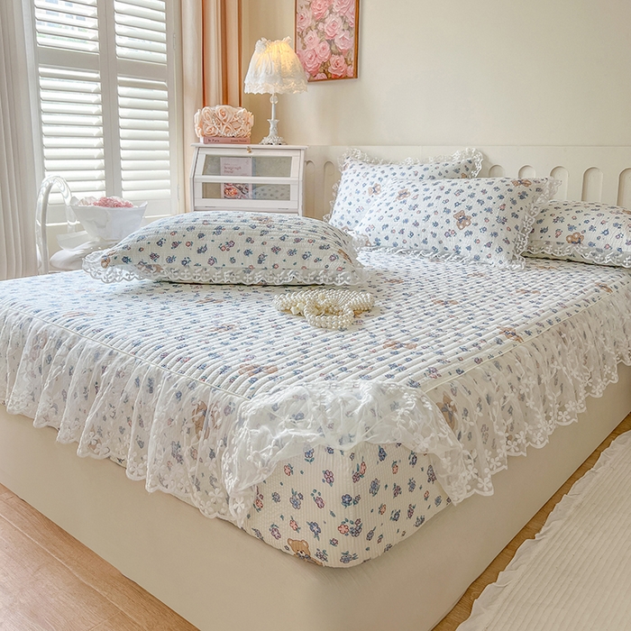 91家纺网 家纺一手货源 找家纺 麒豆豆 2025新款泡泡棉印花床笠 熊宝宝