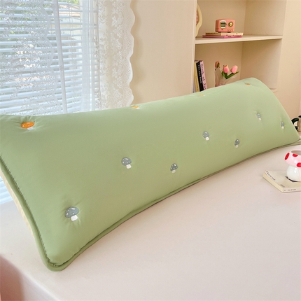 91家纺网 家纺一手货源 找家纺 圣比熊 2025新款水洗棉刺绣双人夹棉枕套加厚学生情侣1.5m枕头套1.8米枕芯套 蘑菇屋-苹果绿