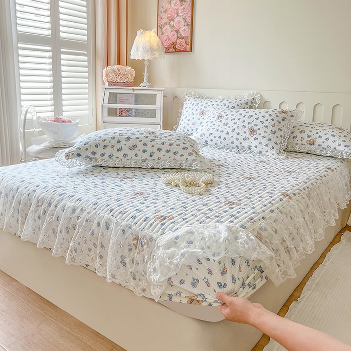 91家纺网 家纺一手货源 找家纺 麒豆豆 2025新款泡泡棉印花床笠 熊宝宝