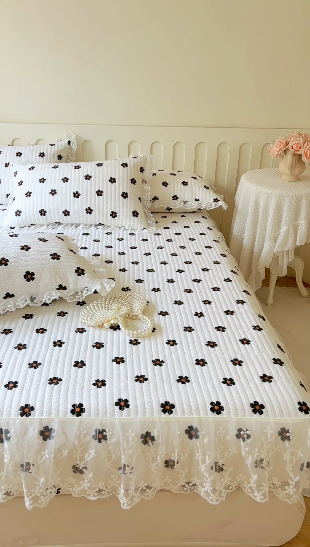 91家纺网 家纺一手货源 找家纺 麒豆豆 2025新款泡泡棉印花床笠 花儿朵朵