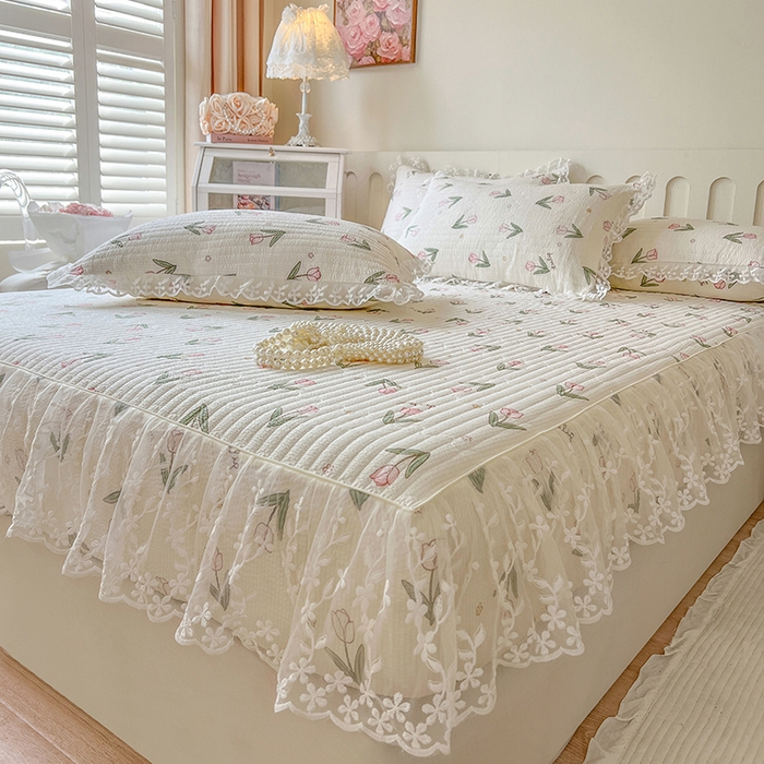 91家纺网 家纺一手货源 找家纺 麒豆豆 2025新款泡泡棉印花床笠 小清新