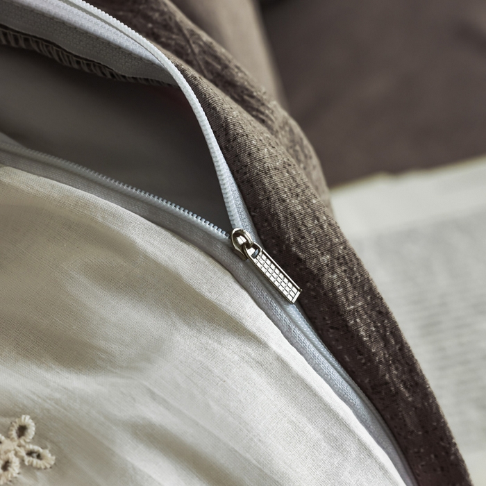 91家纺网 家纺一手货源 找家纺 迷尚家居 2025新款复古色织仿棉麻全棉花边四件套 颂青时-棉麻