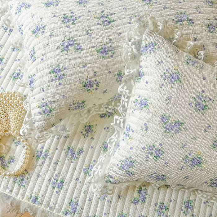 91家纺网 家纺一手货源 找家纺 麒豆豆 2025新款泡泡棉印花床笠 紫色恋人