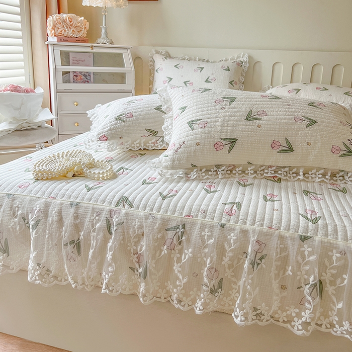 91家纺网 家纺一手货源 找家纺 麒豆豆 2025新款泡泡棉印花床笠 小清新