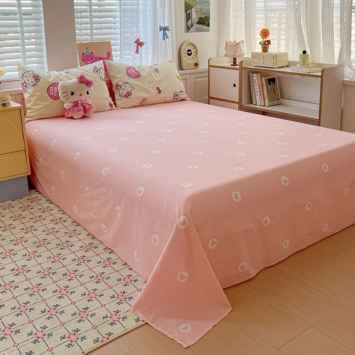 91家纺网 家纺一手货源 找家纺 布可家纺 2025新款水洗磨毛印花四件套 蝴蝶结KT