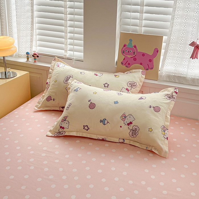 91家纺网 家纺一手货源 找家纺 布可家纺 2025新款水洗磨毛印花四件套 甜筒KT