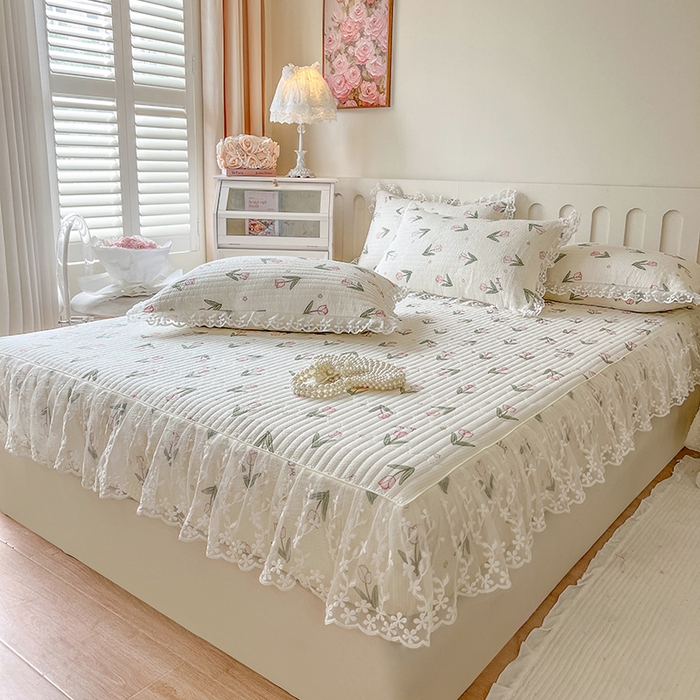 91家纺网 家纺一手货源 找家纺 麒豆豆 2025新款泡泡棉印花床笠 小清新