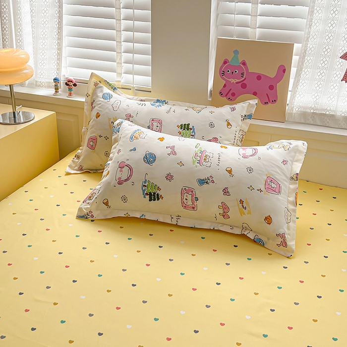 91家纺网 家纺一手货源 找家纺 布可家纺 2025新款水洗磨毛印花四件套 开心生活