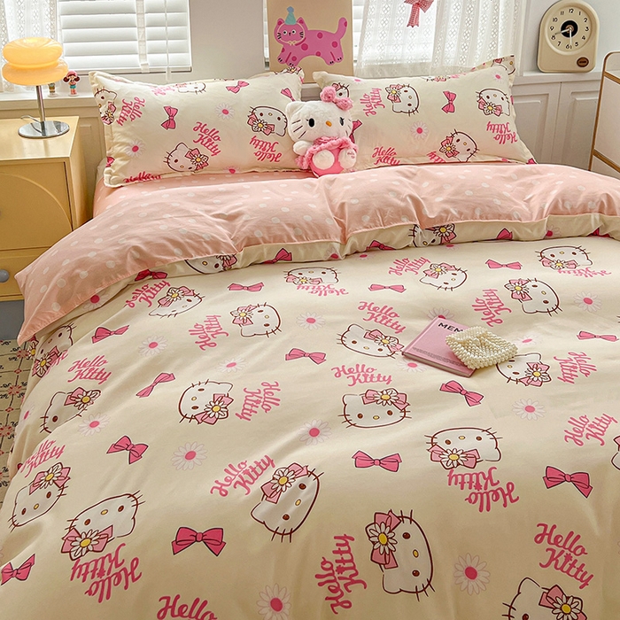 91家纺网 家纺一手货源 找家纺 布可家纺 2025新款水洗磨毛印花四件套 雏菊KT