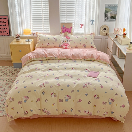 布可家纺 2025新款水洗磨毛印花四件套 甜筒KT