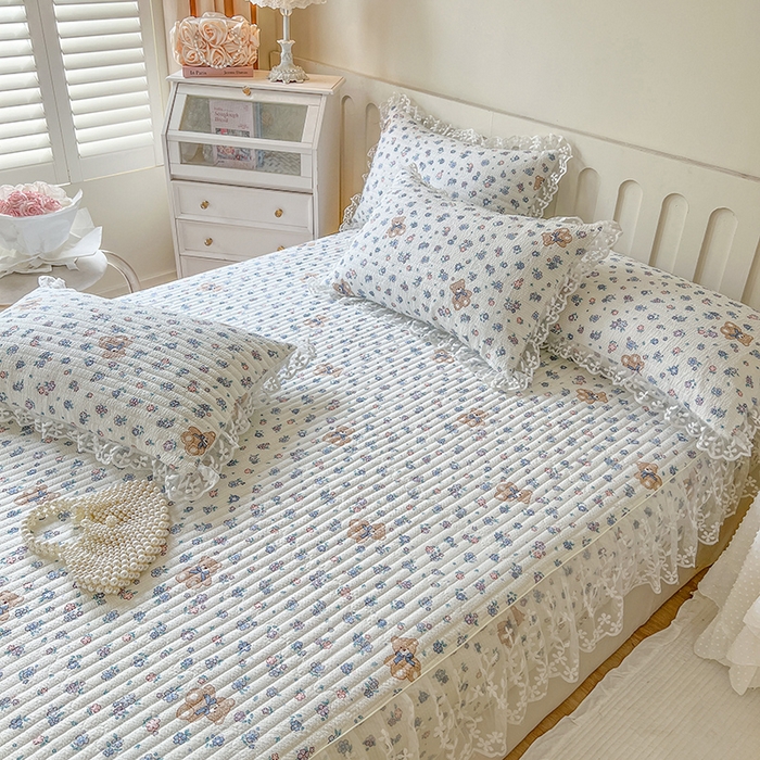 91家纺网 家纺一手货源 找家纺 麒豆豆 2025新款泡泡棉印花床笠 熊宝宝