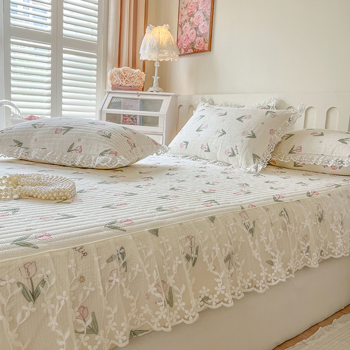 91家纺网 家纺一手货源 找家纺 麒豆豆 2025新款泡泡棉印花床笠 小清新