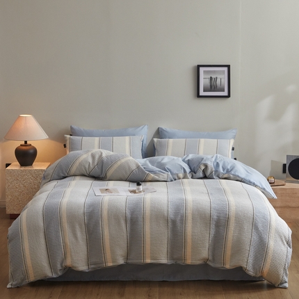 格里芬家纺 2025新款全棉色织水洗泡泡纱华夫格四件套-乐芙 乐芙-兰