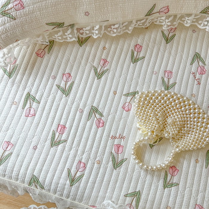 91家纺网 家纺一手货源 找家纺 麒豆豆 2025新款泡泡棉印花床笠 小清新