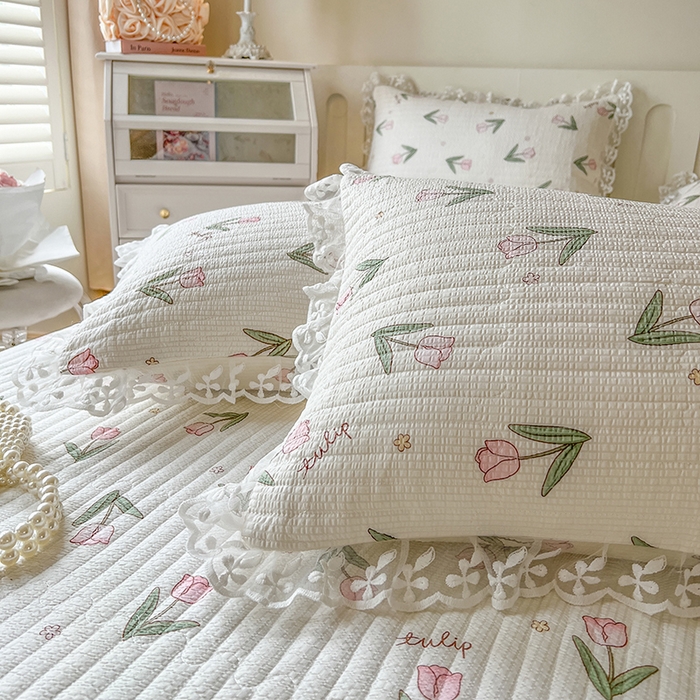 91家纺网 家纺一手货源 找家纺 麒豆豆 2025新款泡泡棉印花床笠 小清新