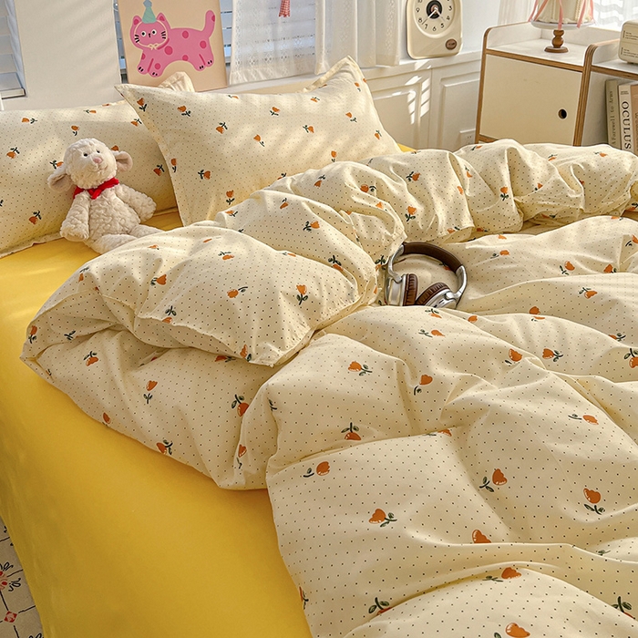 91家纺网 家纺一手货源 找家纺 布可家纺 2025新款水洗磨毛印花四件套 睡梦