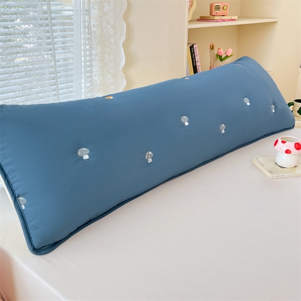 91家纺网 家纺一手货源 找家纺 圣比熊 2025新款水洗棉刺绣双人夹棉枕套加厚学生情侣1.5m枕头套1.8米枕芯套 蘑菇屋-藏青蓝