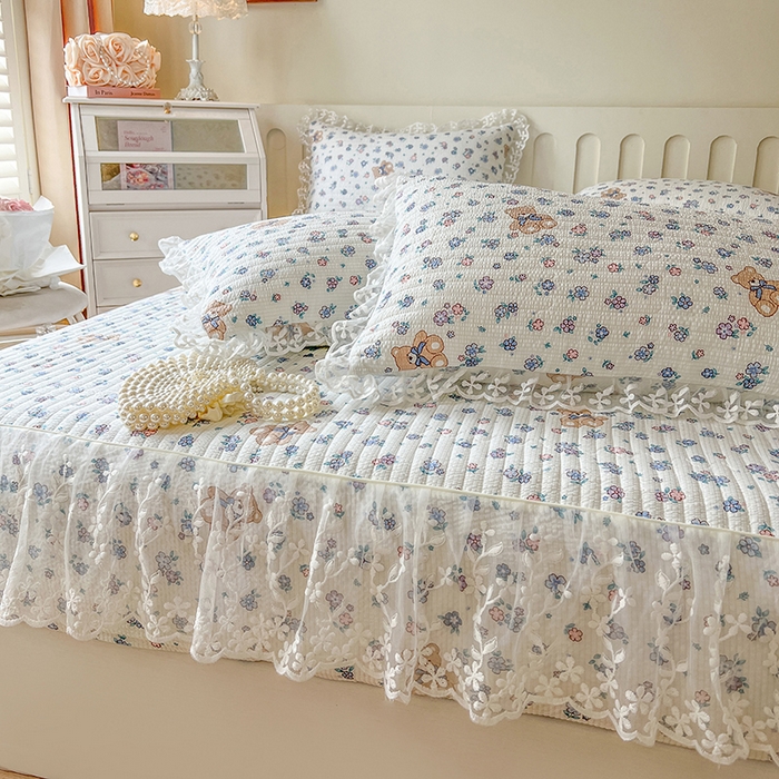 91家纺网 家纺一手货源 找家纺 麒豆豆 2025新款泡泡棉印花床笠 熊宝宝