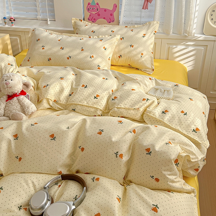 91家纺网 家纺一手货源 找家纺 布可家纺 2025新款水洗磨毛印花四件套 睡梦