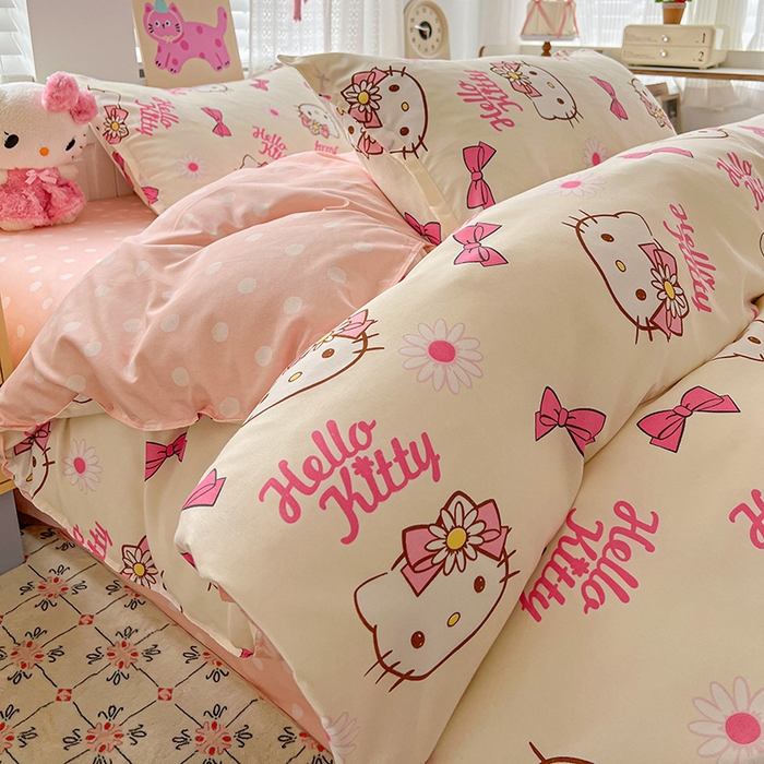 91家纺网 家纺一手货源 找家纺 布可家纺 2025新款水洗磨毛印花四件套 雏菊KT