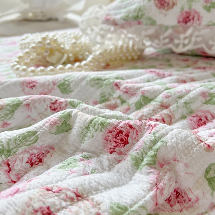 91家纺网 家纺一手货源 找家纺 麒豆豆 2025新款泡泡棉印花床笠 悠悠花海